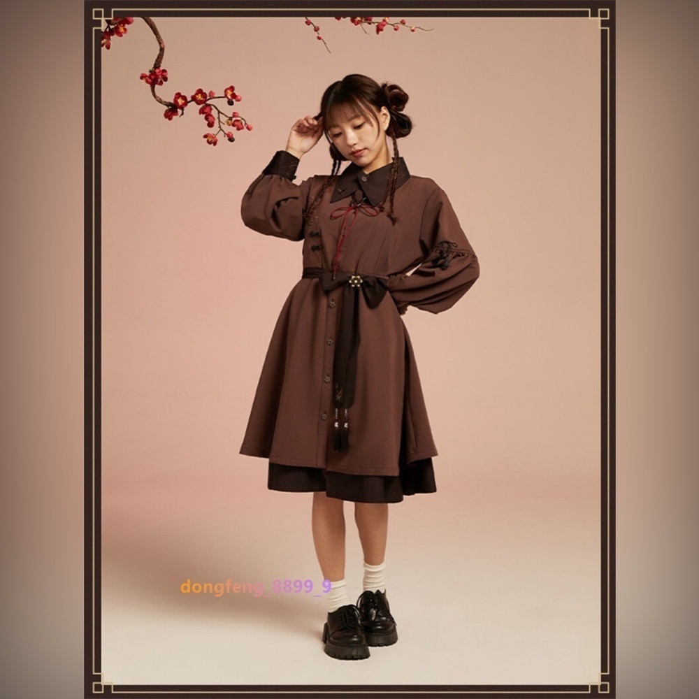 Official Genshin Impact HuTao Long Sleeve Dress Skirt Bow Tie Shirt Collar Anime